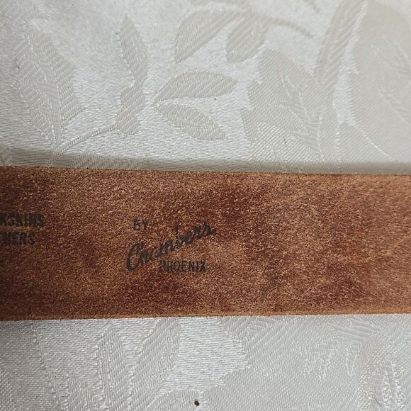 Chambers Brown Vintage Embossed Leather Belt With Buckle - Picture 9 of 9